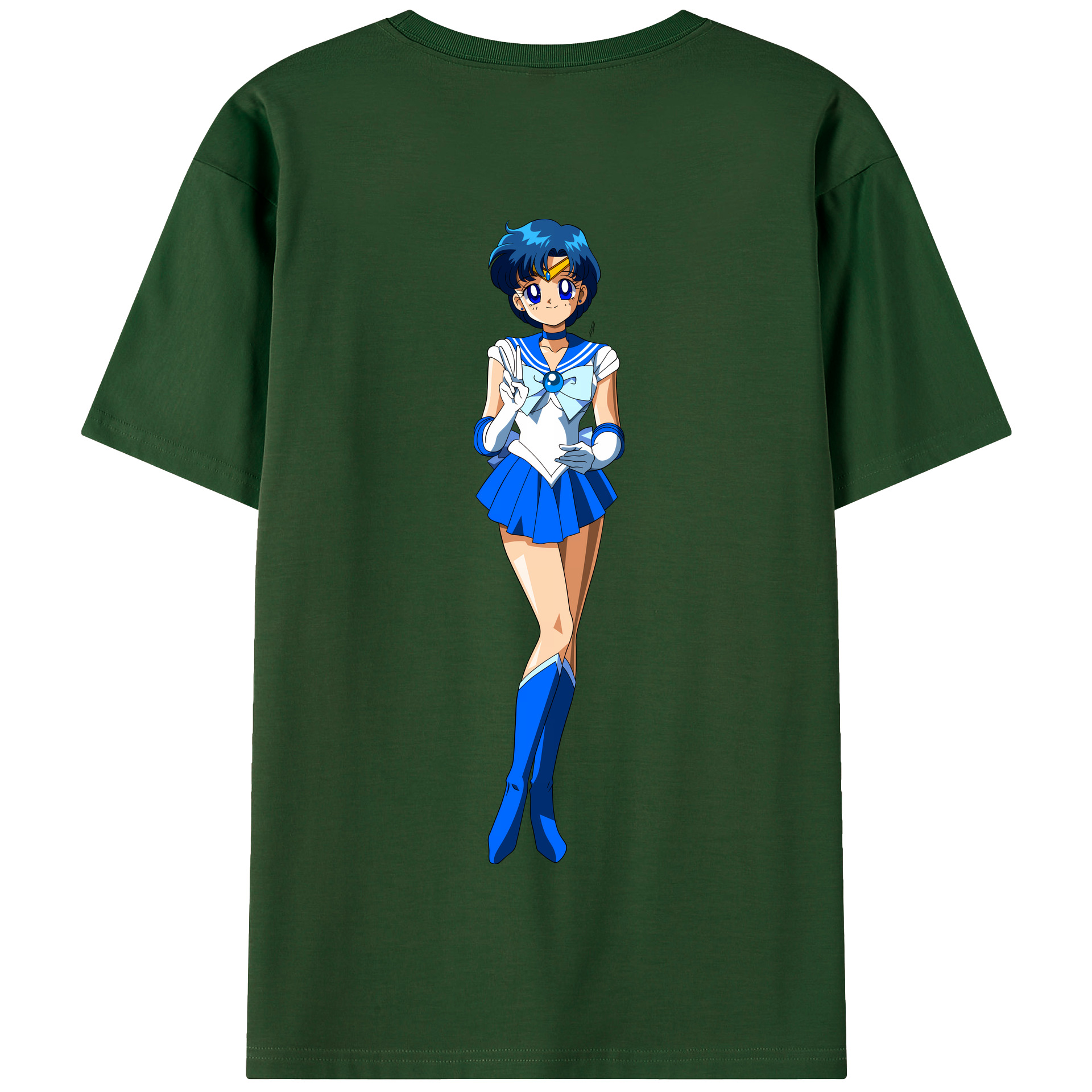 （画像用） 美少女戦士セーラームーン 水野 亜美 みずの あみ Sailor Moon Mizuno Ami 綿100％半袖Tシャツ（背面プリント）